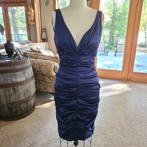 Royal Emerald Blue Ruched Dress